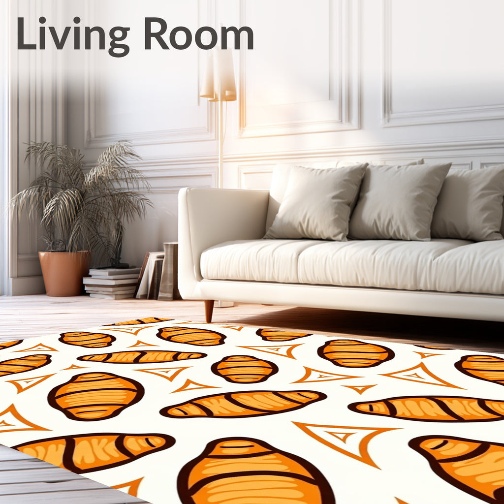 Croissant Orange Triangles Repeating Pattern Rug