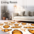 Croissant Orange Triangles Repeating Pattern Rug