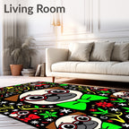 Whimsical Pug Dog Art Rug