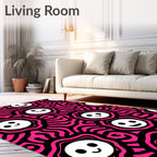 Vibrant Pink Smiley Face Sunburst Rug