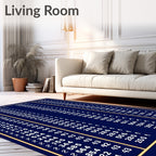 Bold Indigo Geometric Abstract Rug