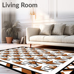 Modern Amber Geometric Overlay Rug