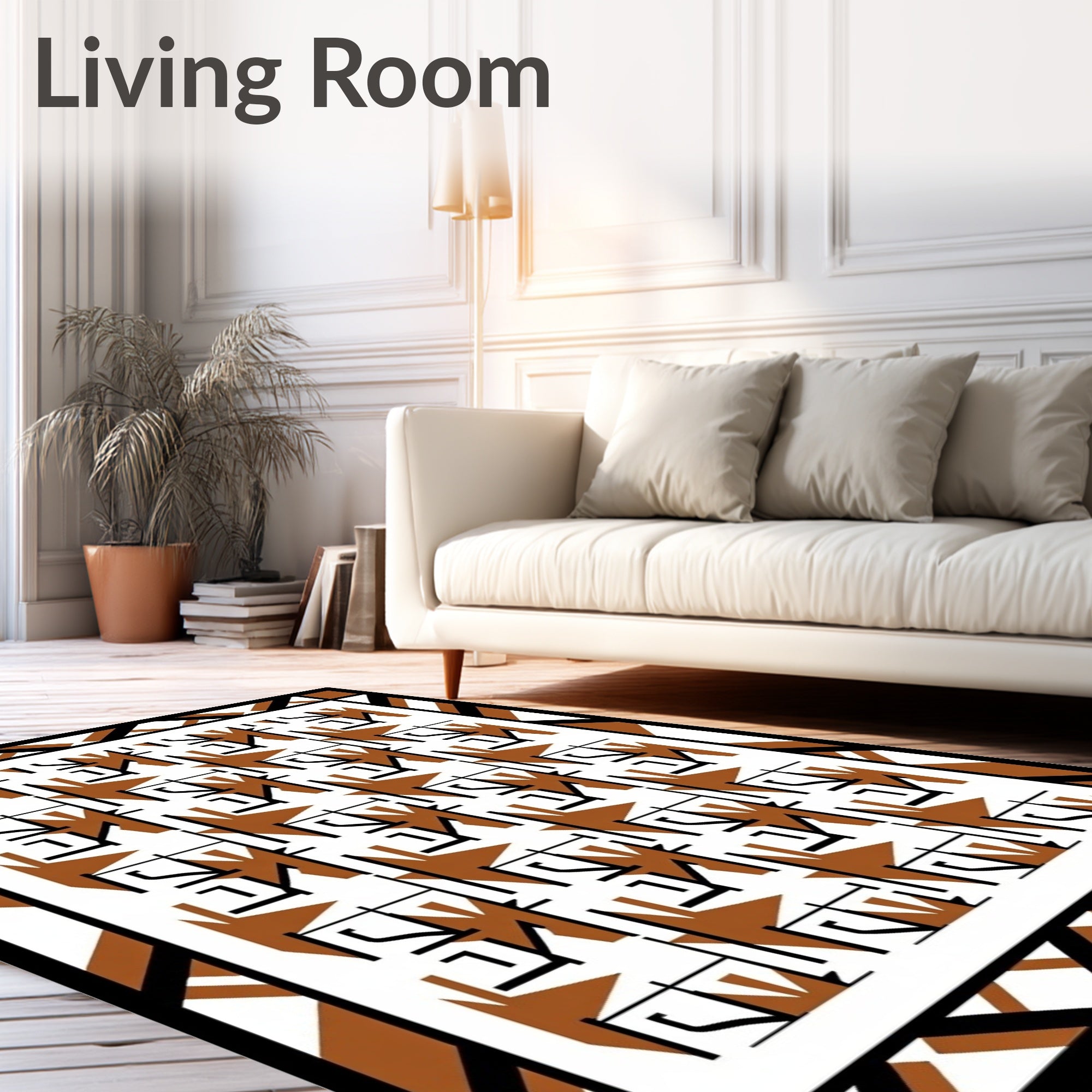 Modern Amber Geometric Overlay Rug