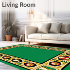 Golden Trophies and Crests Border Rug