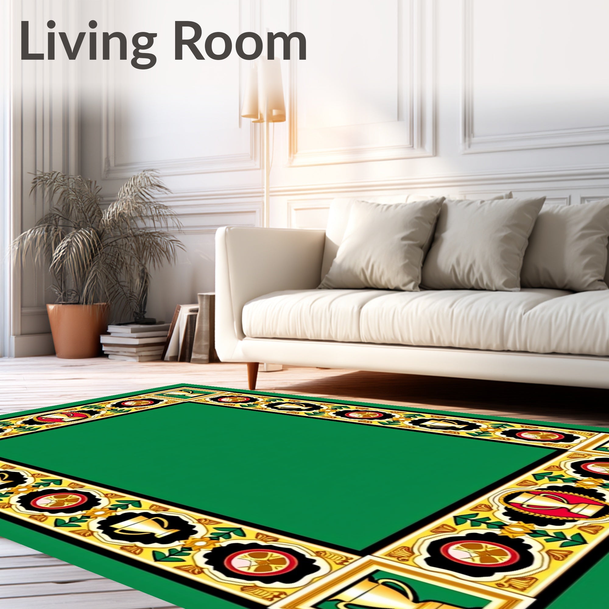 Golden Trophies and Crests Border Rug