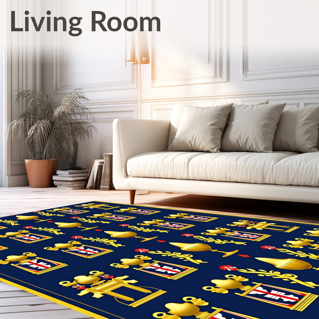 Regal Golden Crest Navy Blue Rug