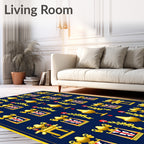 Regal Golden Crest Navy Blue Rug