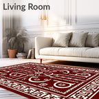 Rich Burgundy And Cream Calligraphic Rug