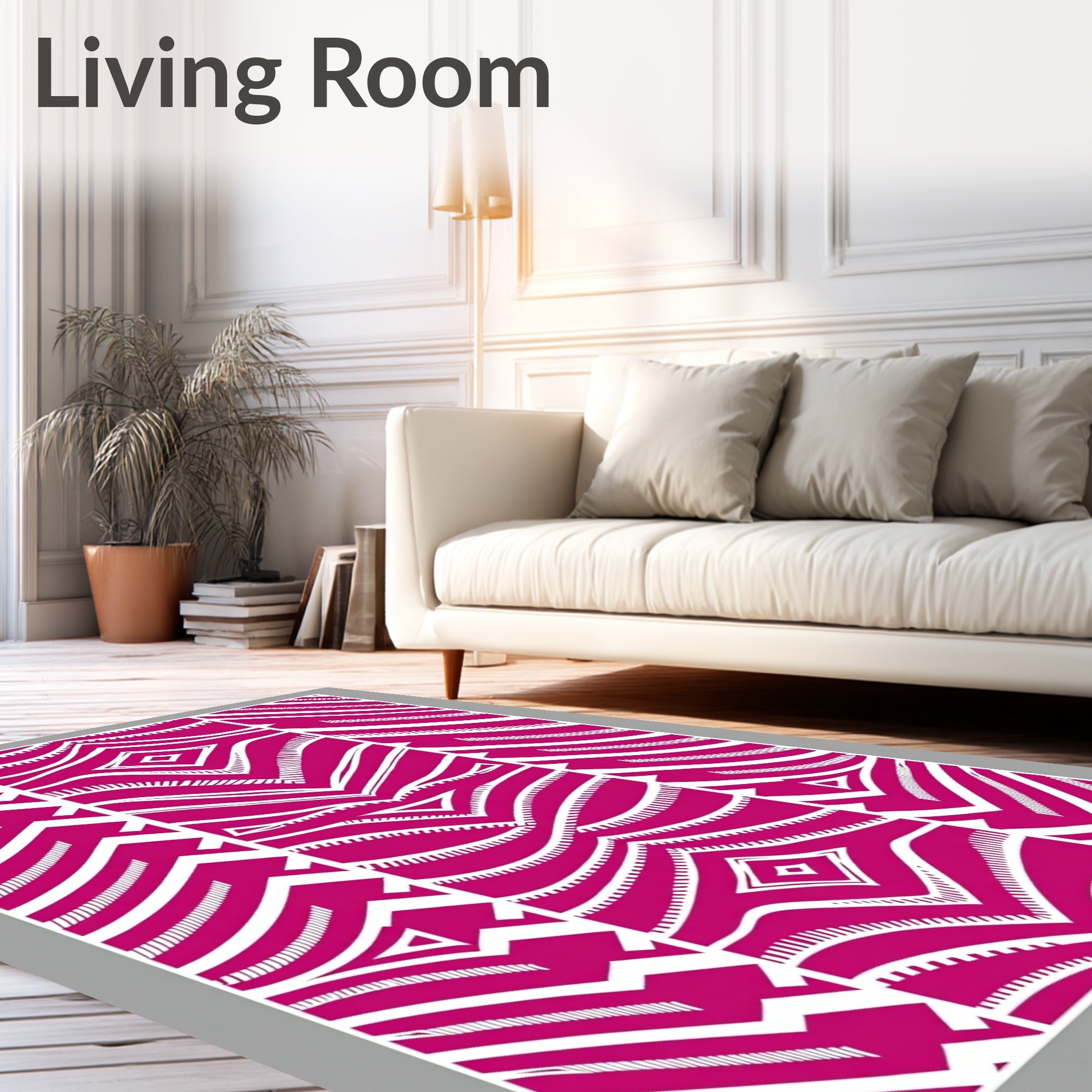 Pink White Tribal Chevron Diamond Rug