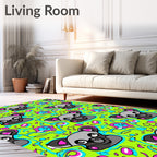 Gray Bear with Pink Blue Whimsical Swirls Rug
