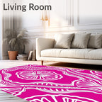 Bright Fuchsia Fan Shaped Medallions Rug