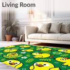 Cute Yellow Chicks With Green Floral Accents Rug