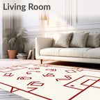 Crimson Geometric Symbol Scatter Rug