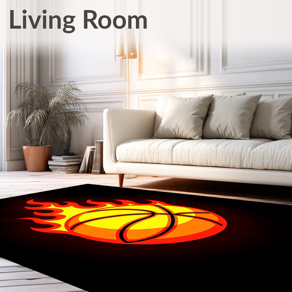 Fiery Basketball Graphic Rug