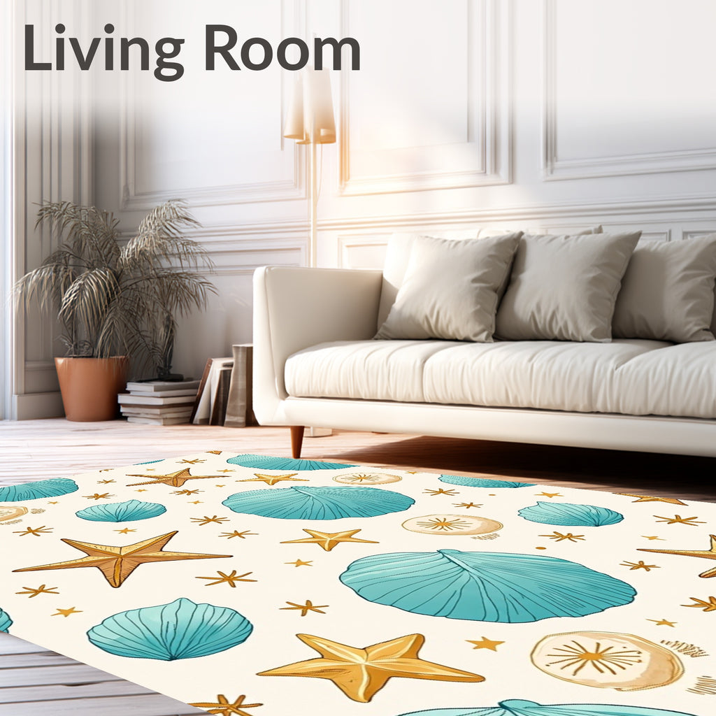 Oceanic Shell Starfish Arrangement Rug
