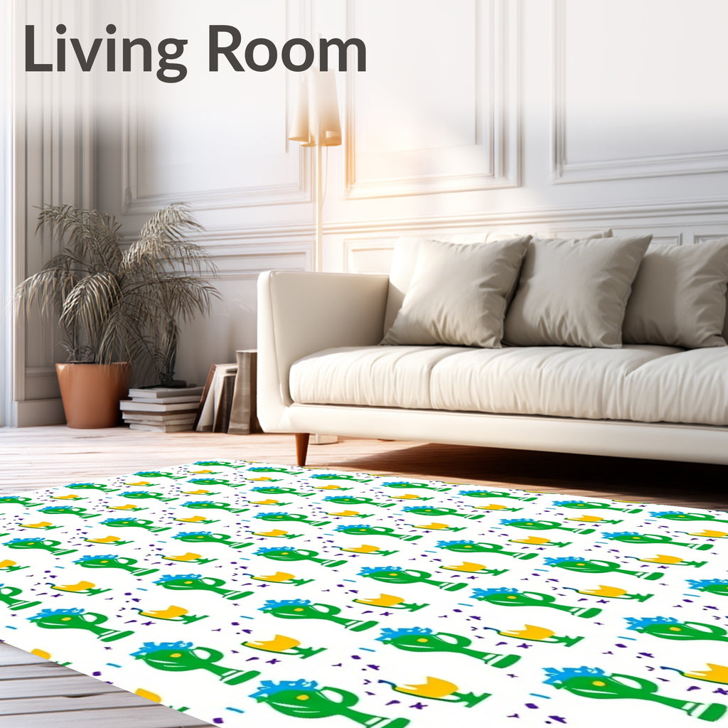 Green Trophies Yellow Cups Confetti Rug