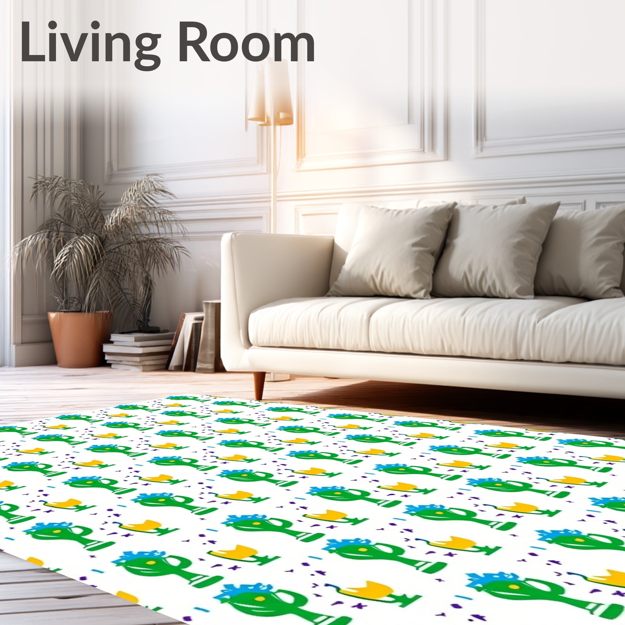 Green Trophies Yellow Cups Confetti Rug