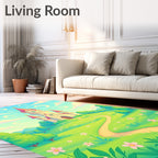 Whimsical Pink Castle on Sunny Hill Rug