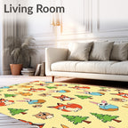 Whimsical Woodland Creatures Orange Fox Bunnies Owls Rug