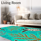 Aqua Sea Turtle Coral Waves Rug