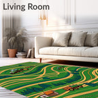 Green Rolling Hills Tractor Collage Rug