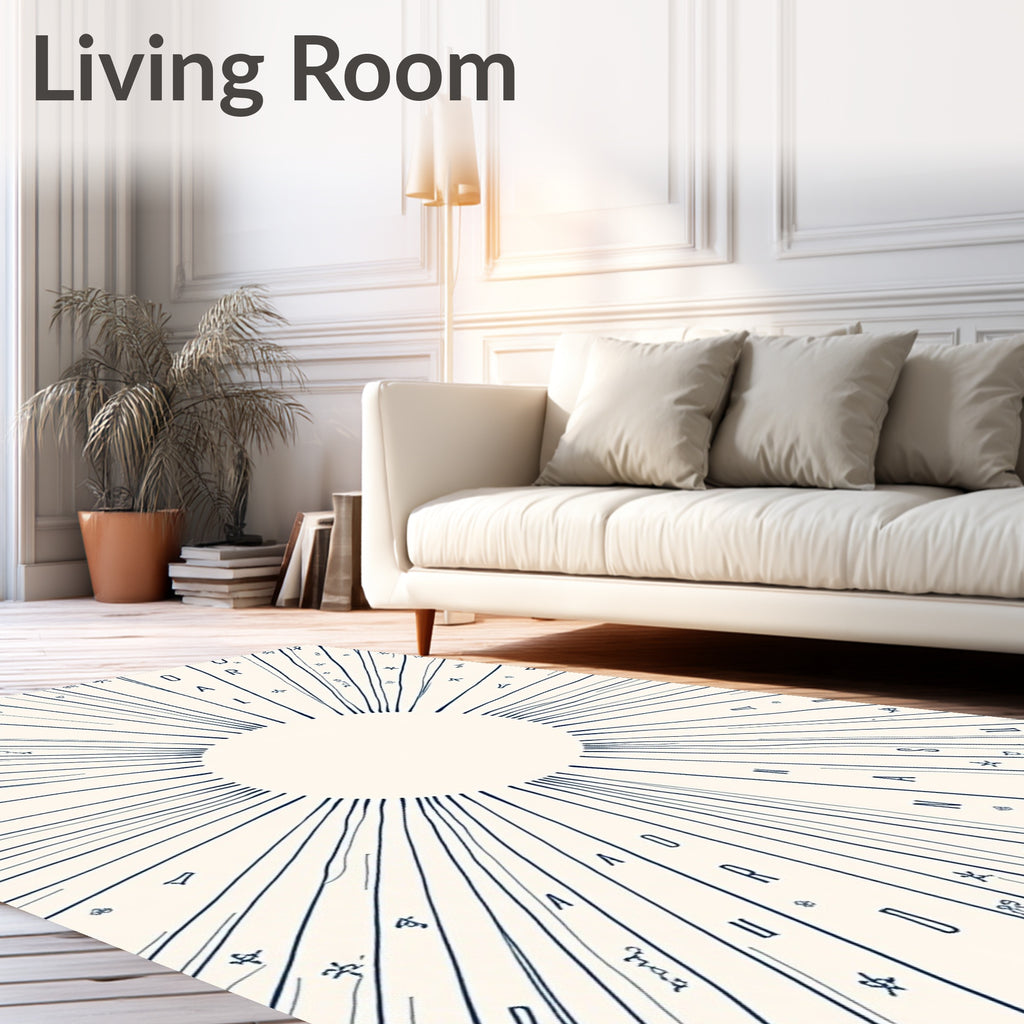 Radiant Celestial Sunburst Blue Lines Rug