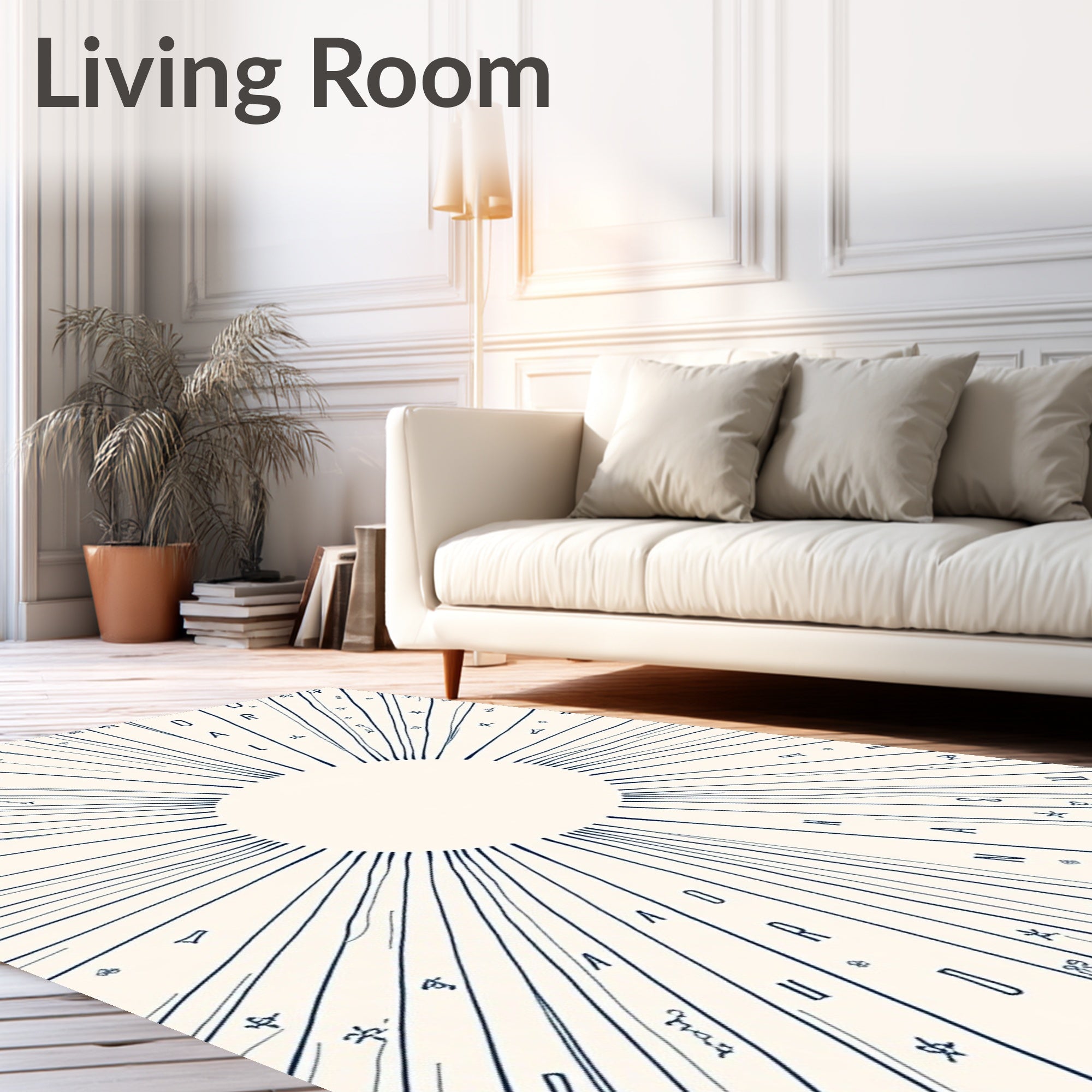 Radiant Celestial Sunburst Blue Lines Rug