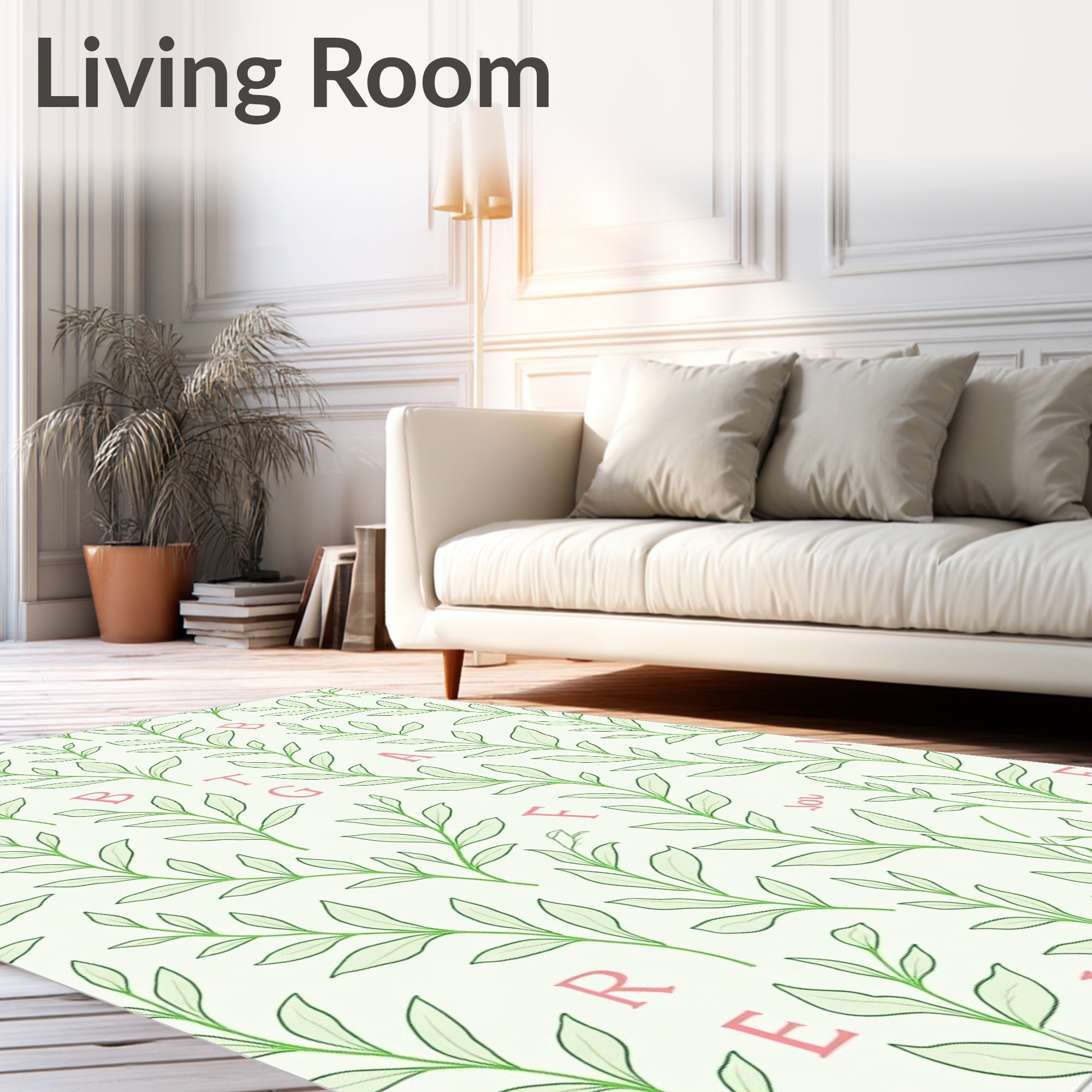 Alphabetical Green Vine Swirls Rug