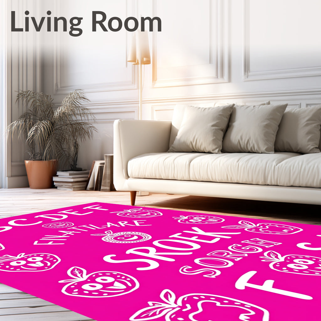 Whimsical Fruity Alphabet Collage Rug