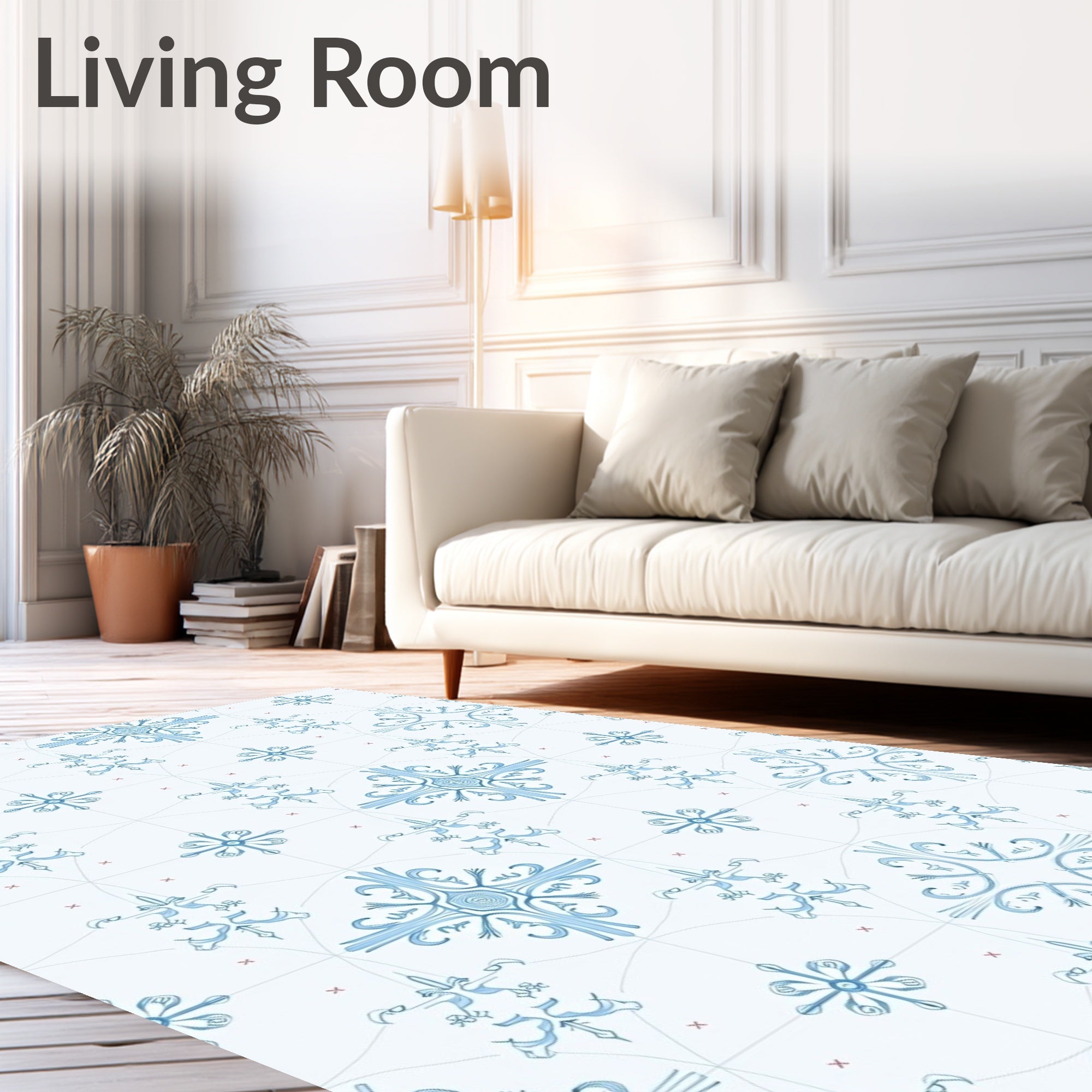 Light Blue Ornate Medallion Rug