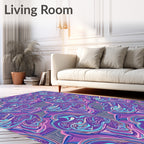 Dripping Purple Blue Abstract Organic Swirls Rug