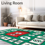 Red Safe Dollar Icons Green Background Rug