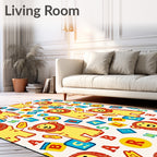 Playful Yellow Lion Alphabet Whimsy Rug