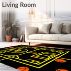 Yellow Court Graphic Basketball Scatter Rug