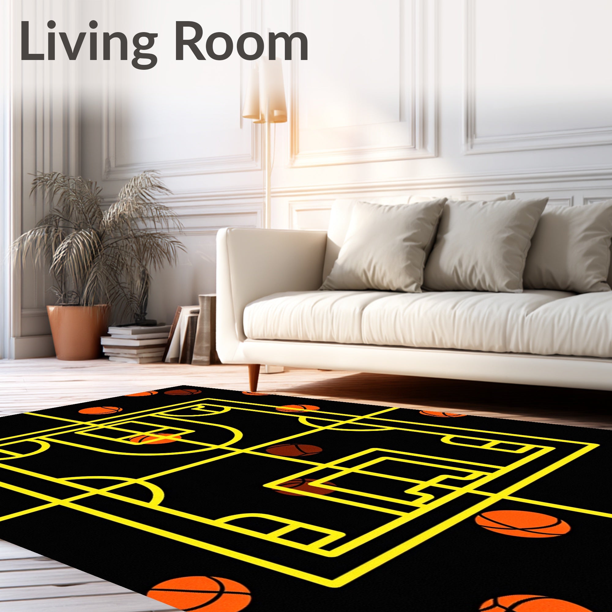 Yellow Court Graphic Basketball Scatter Rug