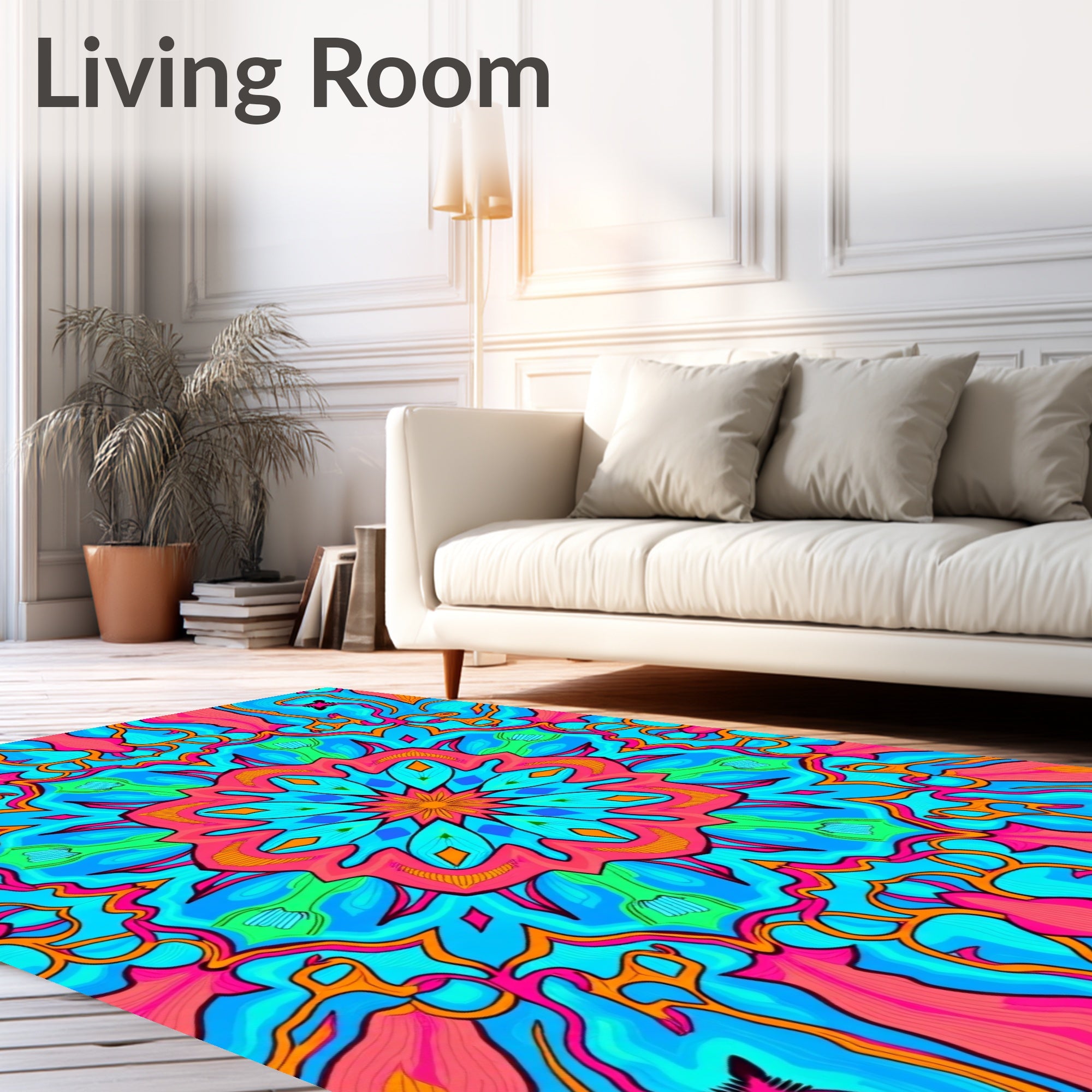 Vibrant Neon Fuchsia Mandala Bloom Rug