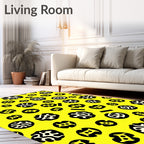 Bright Yellow Abstract Amoeba Forms Rug