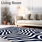 Dark Navy Winding Organic Swirl Rug