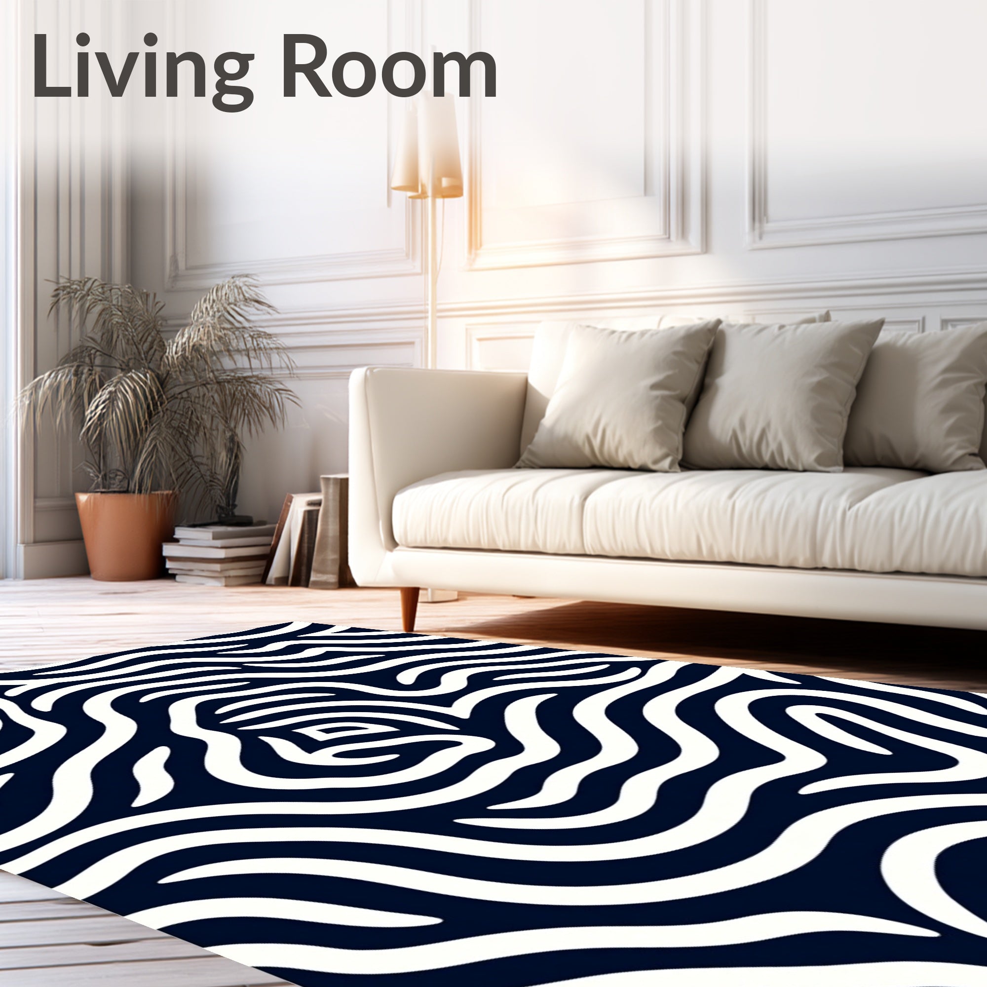 Dark Navy Winding Organic Swirl Rug