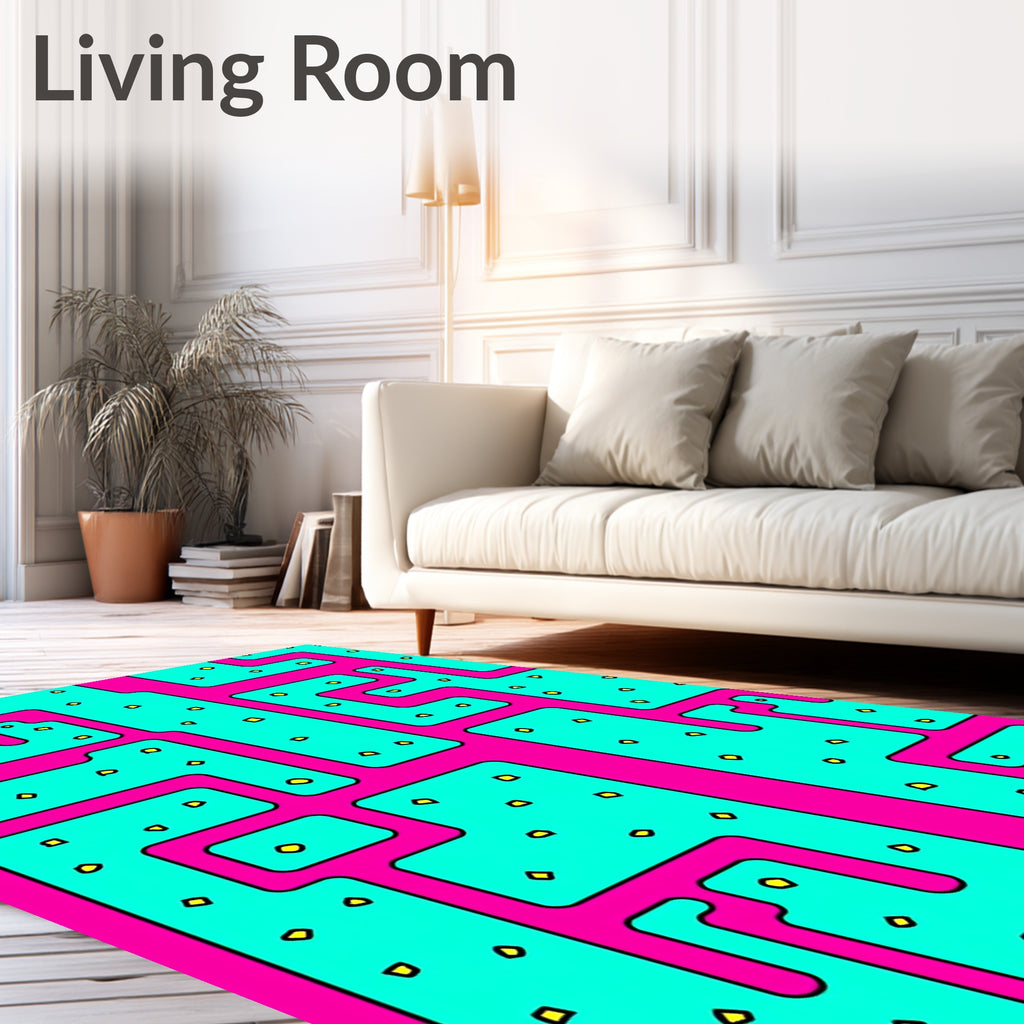 Bold Teal Pink Abstract Path Rug
