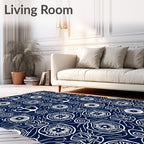 White Anchor Nautical Medallion Rug