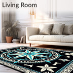 Nautical Black Aqua Starburst Rug