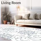 Soft Blue Floral Swirl Repeat Rug
