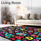 Childlike Alphabet Characters and Numbers Collection Rug