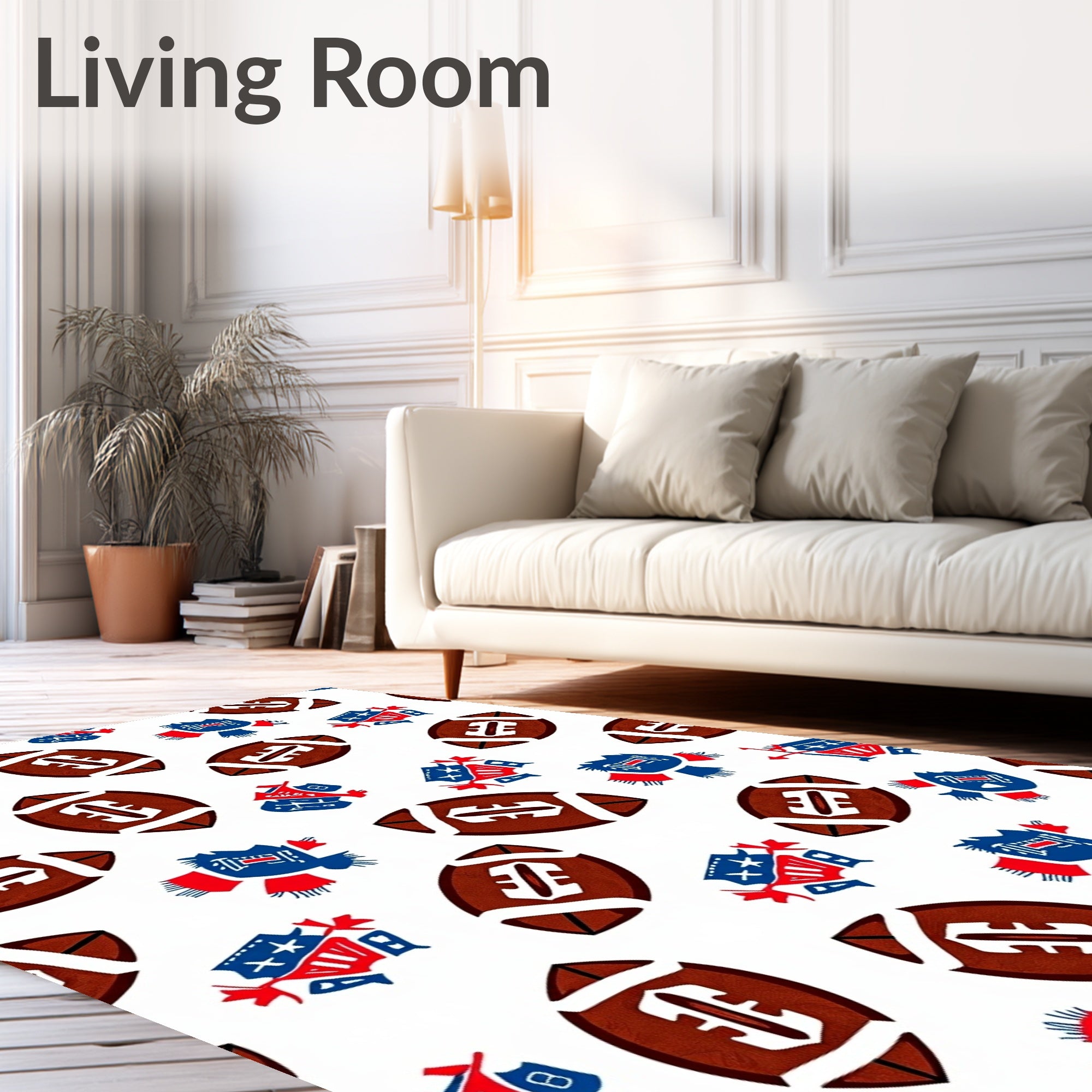 American Football Red Blue Scarf Rug