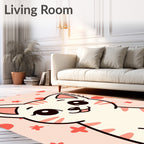 Cute Pink Kitty Floral Area Rug