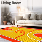 Bold Yellow Red Abstract Court Rug