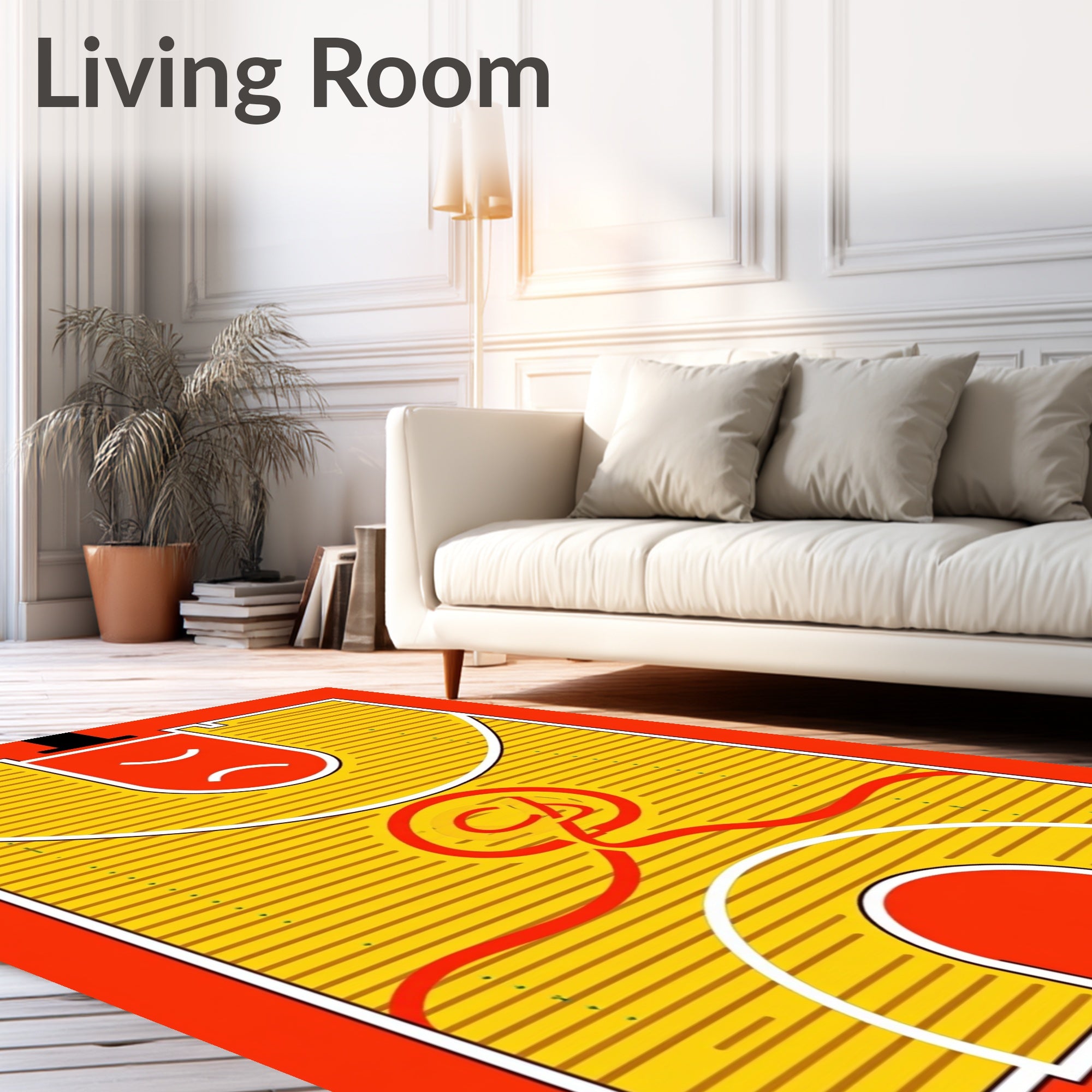 Bold Yellow Red Abstract Court Rug