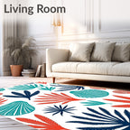 Coral Teal Navy Fan Shell Rug