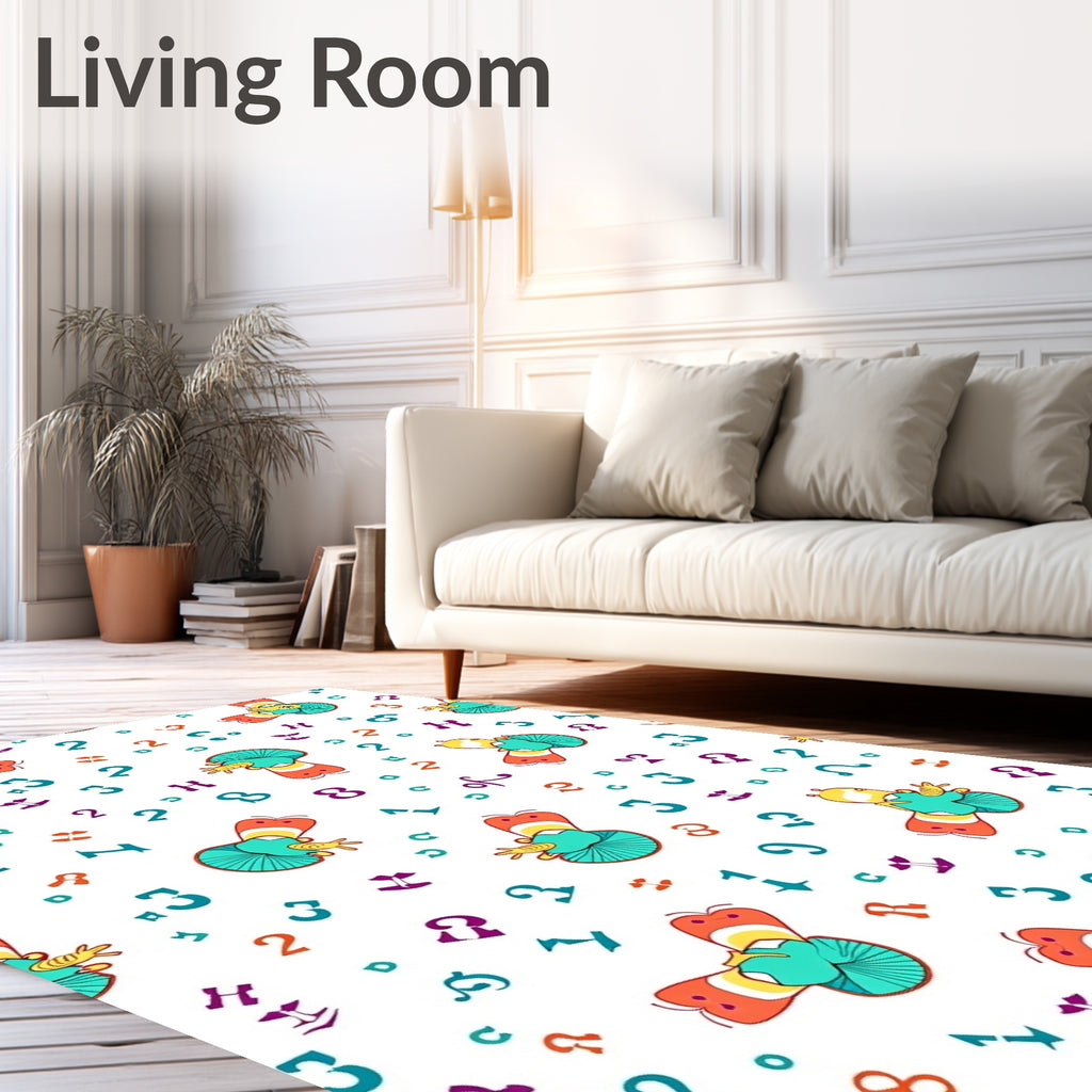 Colorful Cartoon Caterpillar Number Medley Rug